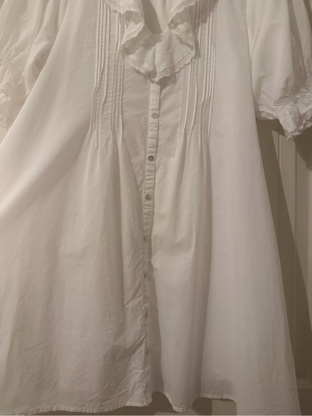 White Ruffled Button-FrontDress - Picture 4 of 6